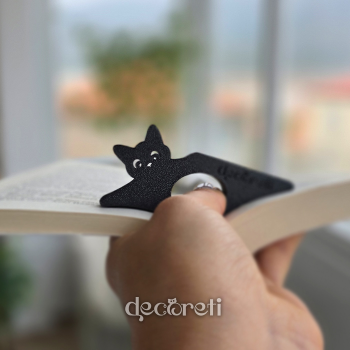 book page holder cat, държач за книжни страници, подарък читател, котка, коте, черно коте
